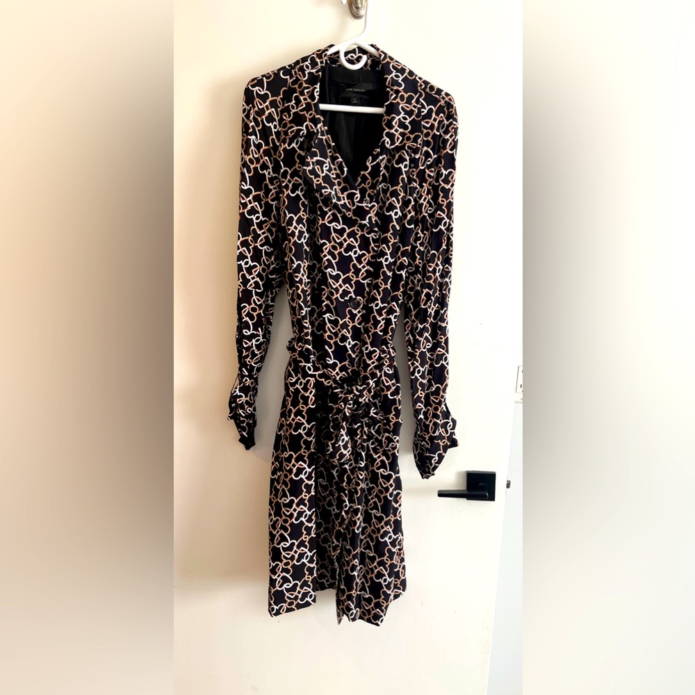 Ann Taylor Patterned knee length trench coat - size XL